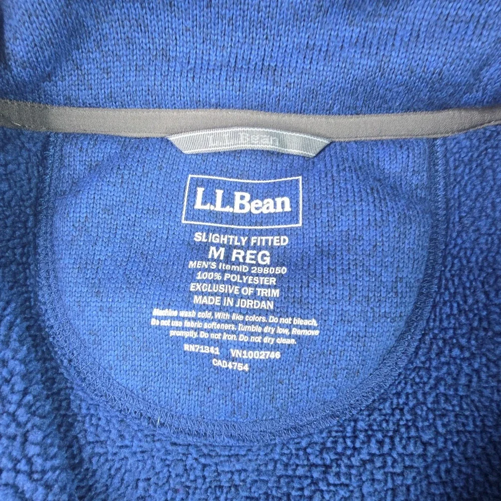 LL Bean Mens‎ Medium Quarter Snap Sweater Pullover Fleece Slightly Fitted Blue